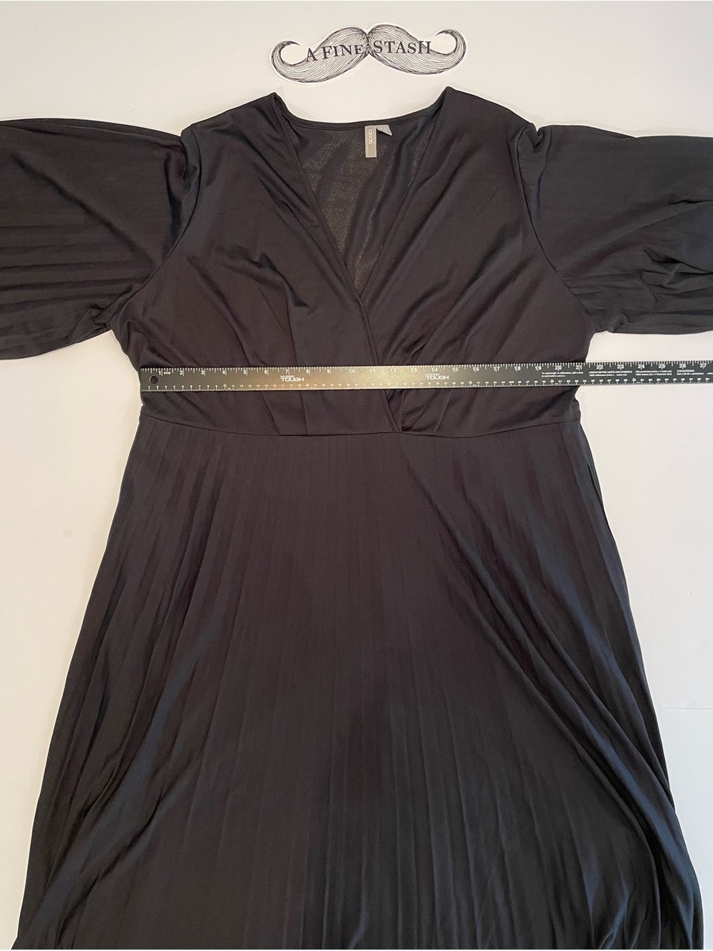 ASOS Women's Black Pleated V-Neck Flutter Sleeve Midi Dress Plus Size 20
